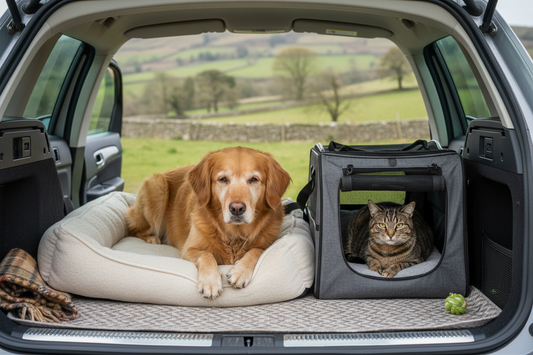 Travelling with pets in the UK using safe and comfortable travel setups for dogs and cats
