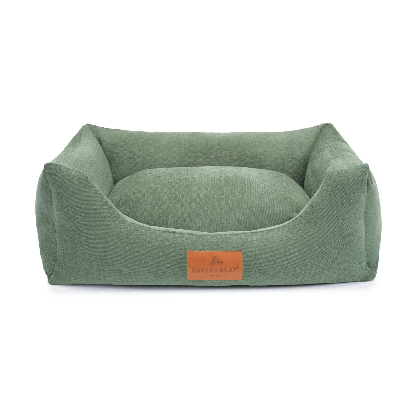 Sage green interchangeable dog bed cover by Baker & Bray