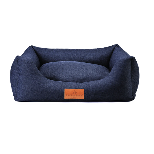 Baker & Bray orthopaedic dog bed navy blue on white background