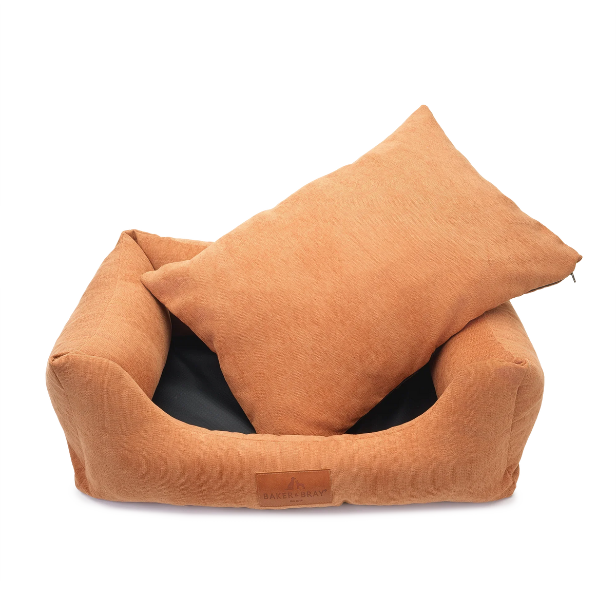 Baker & Bray ultimate orthopaedic dog bed peach fuzz with removable cushion
