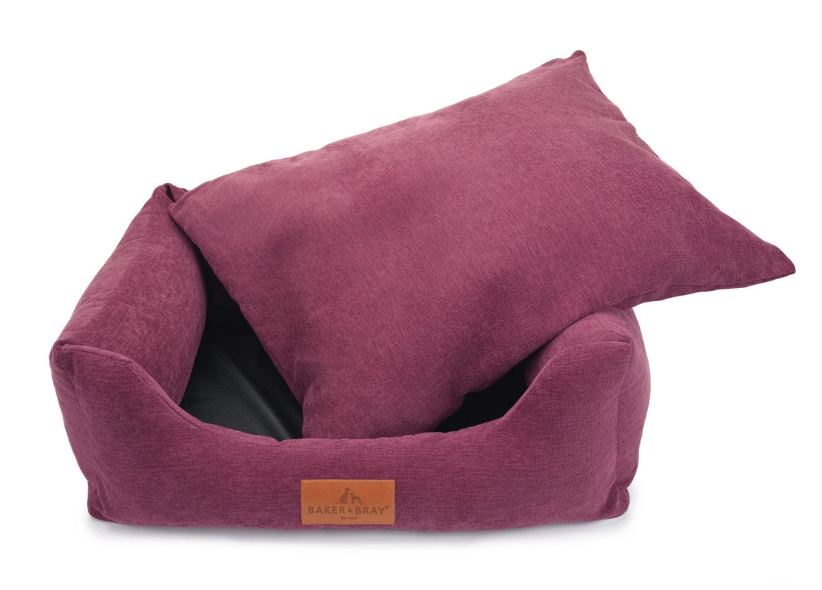 Baker & Bray ultimate orthopaedic dog bed rhubarb red with removable cushion