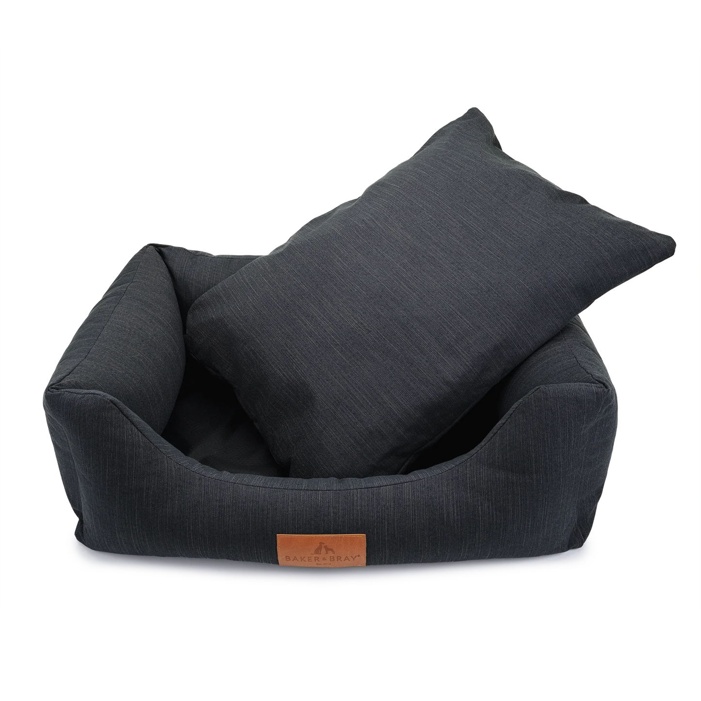 Slate grey orthopaedic dog bed with removable cushion insert