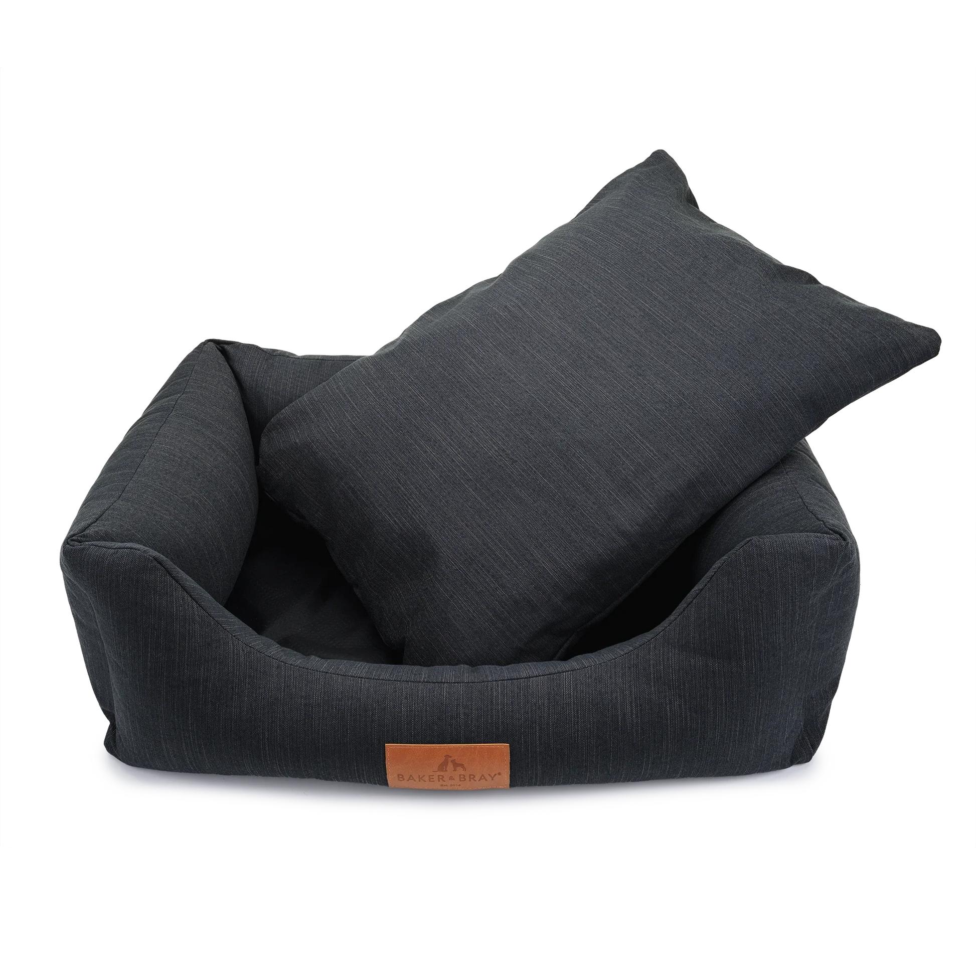 Slate grey orthopaedic dog bed with removable cushion insert