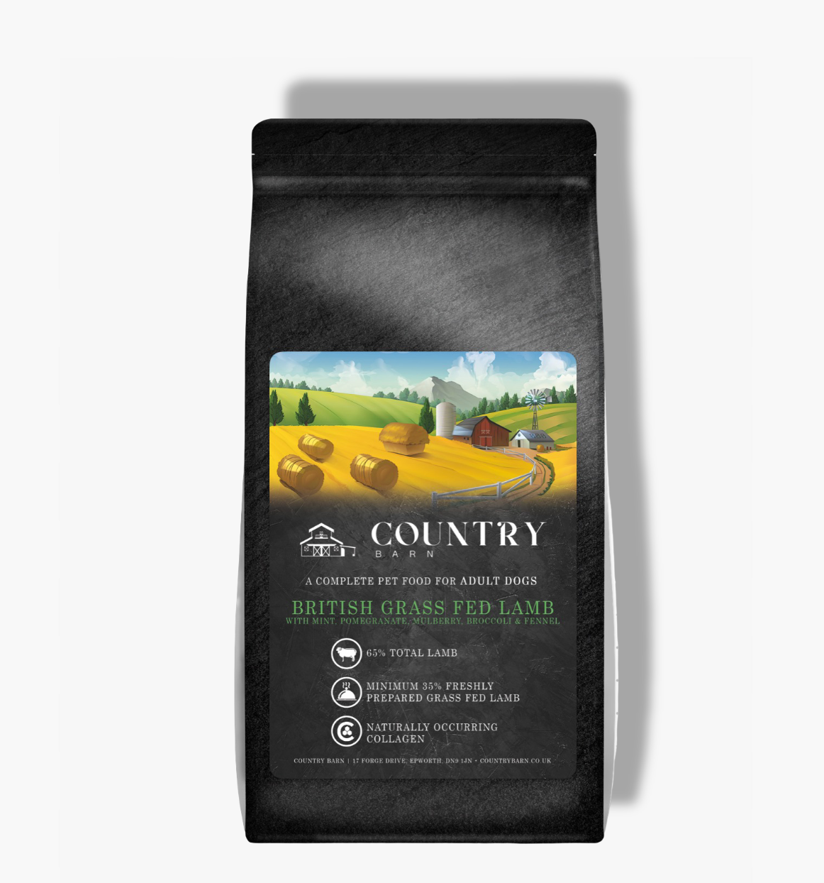 Country Barn British Grass Fed Lamb Adult Dog Food packaging