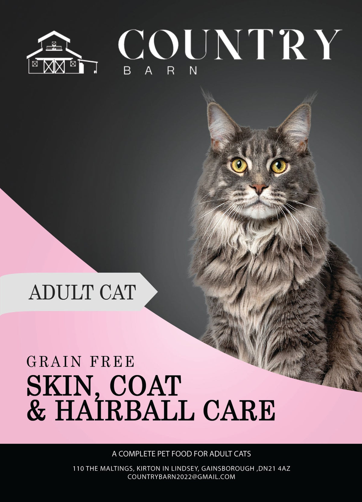 Key benefits of Country Barn Skin, Coat & Hairball Care Dry Cat Food