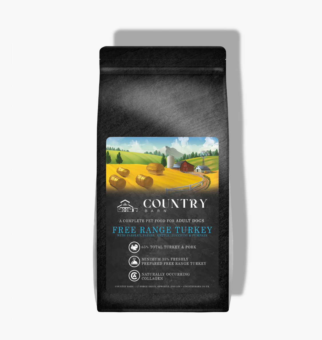 Country Barn Turkey & Pork Adult Dog Food packaging
