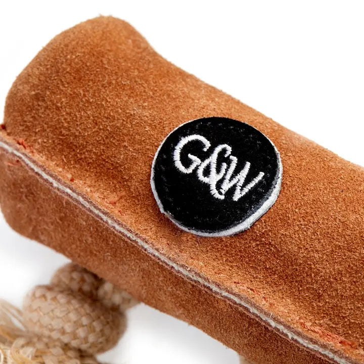 Brown textured eco dog toy with a black and white 'G&W' logo on a white background
