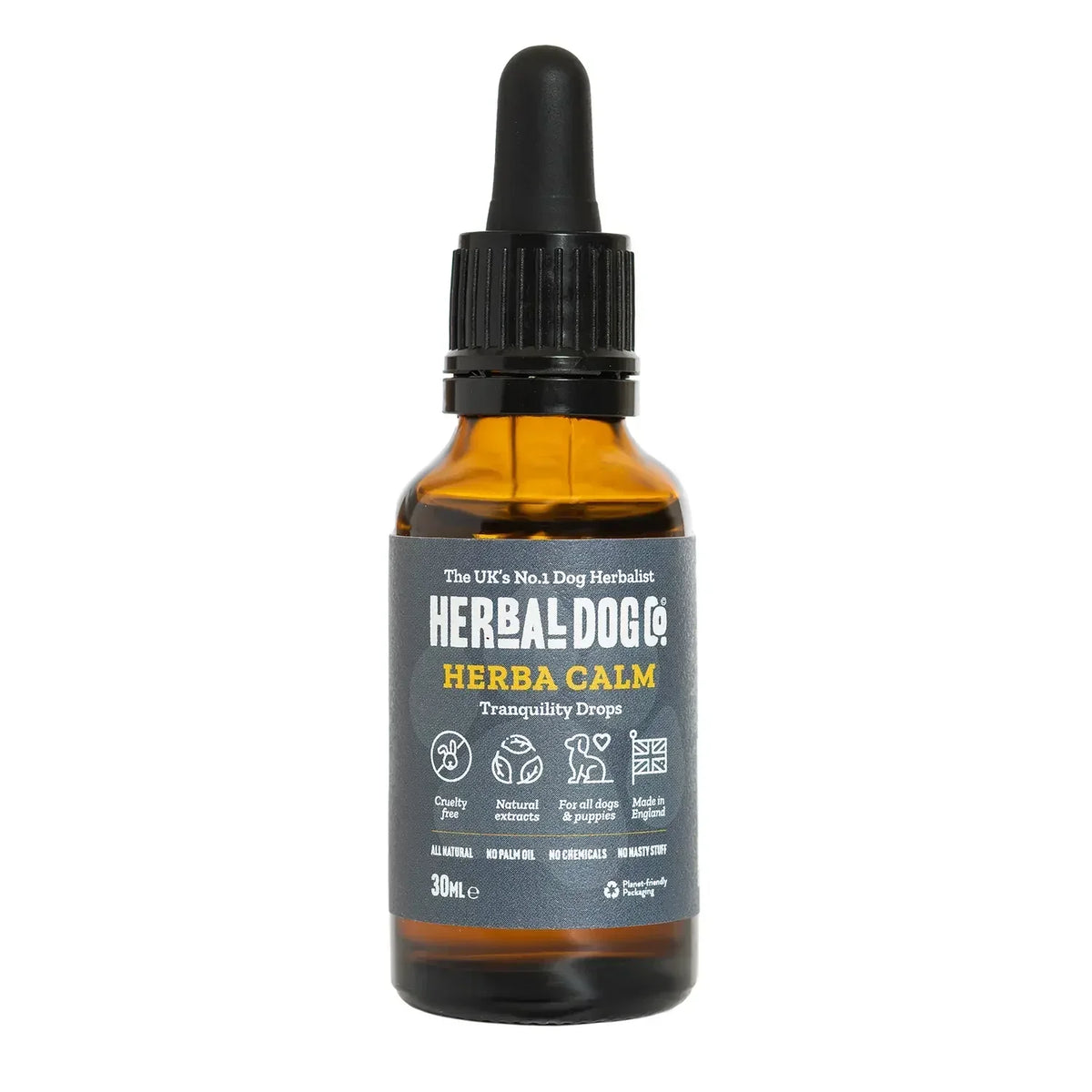 Herbal Dog Co. Herbacalm Calming Drops for Dogs bottle on a white background