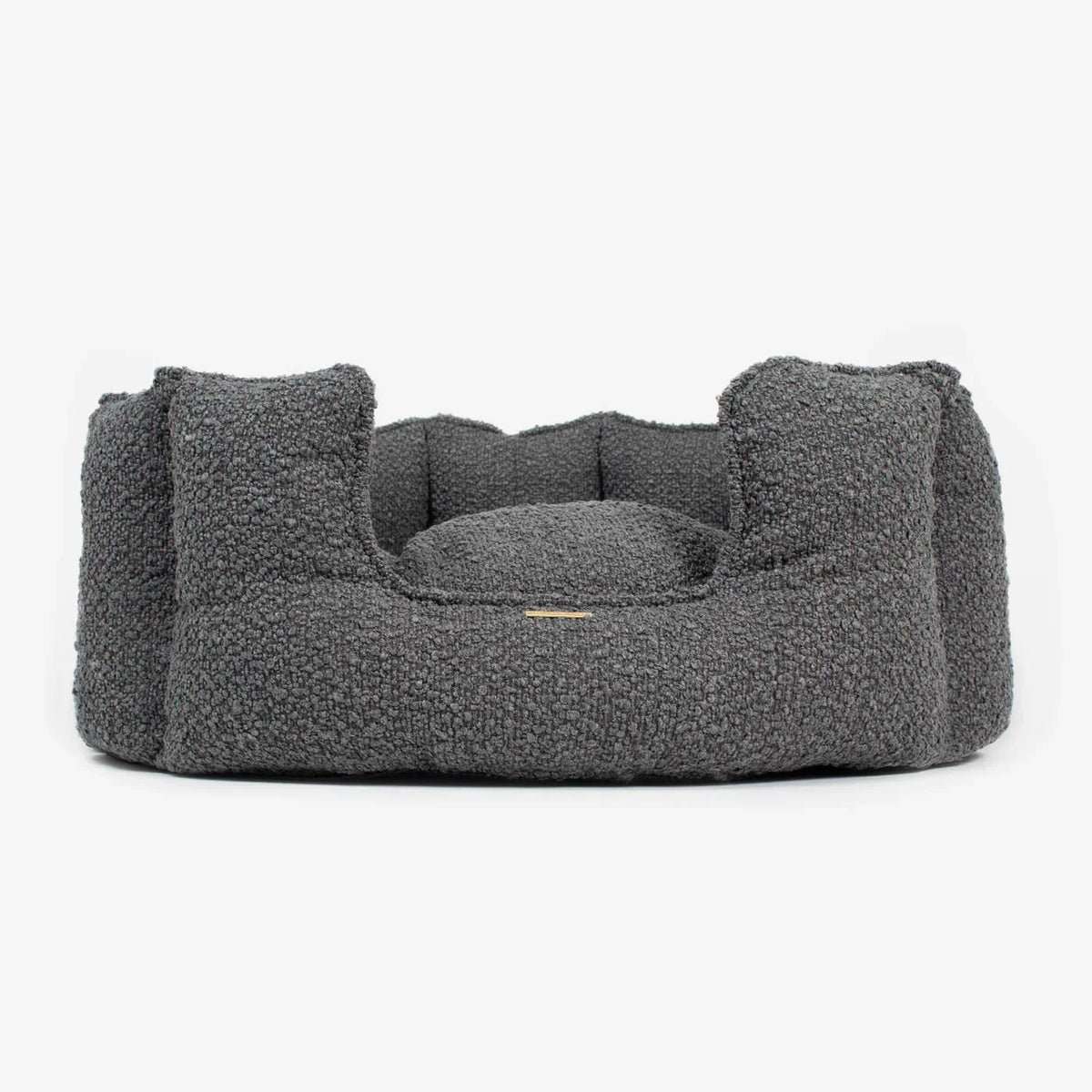 Lords & Labradors granite boucle high wall dog bed with structured round bolster design