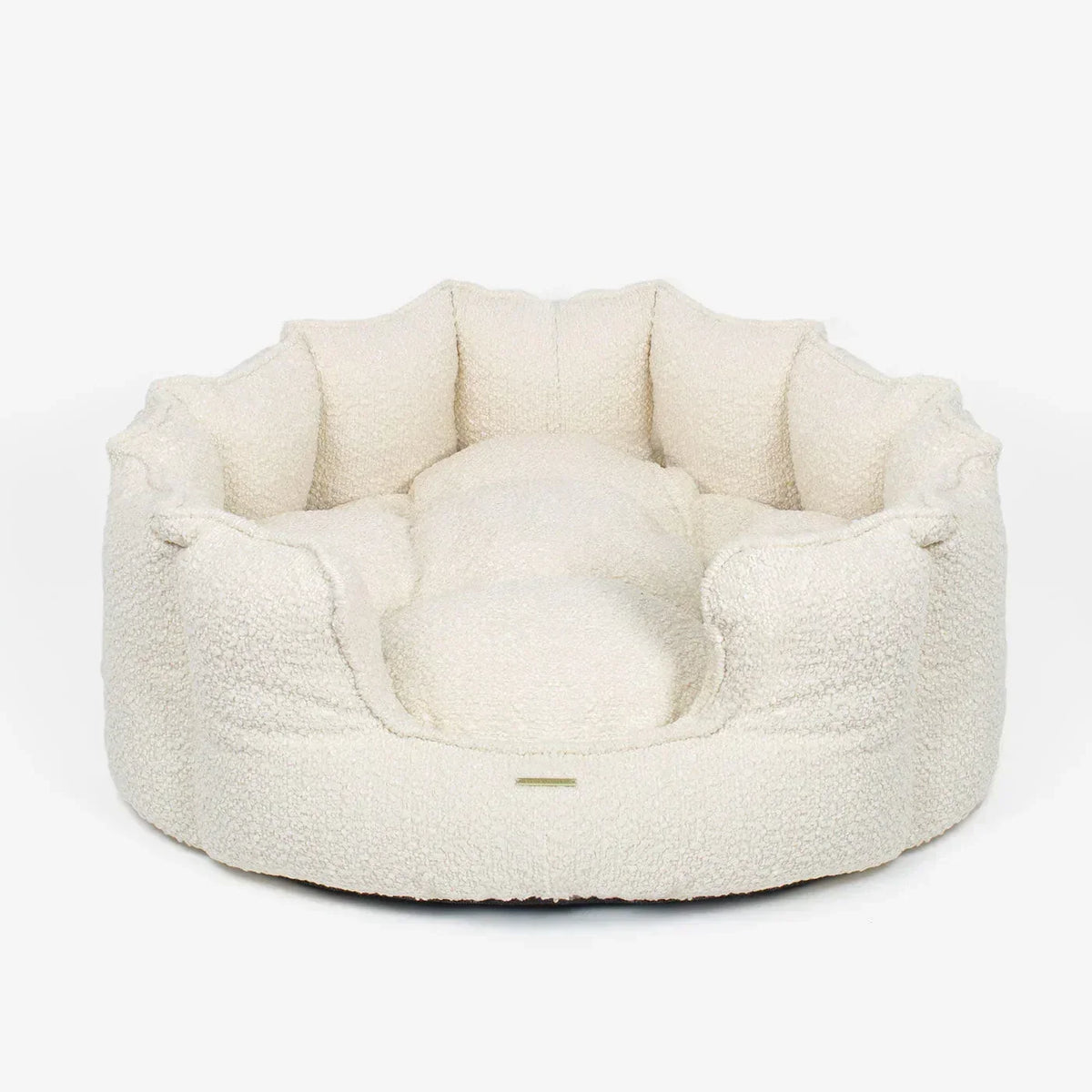 Lords & Labradors ivory boucle high wall dog bed with raised padded walls