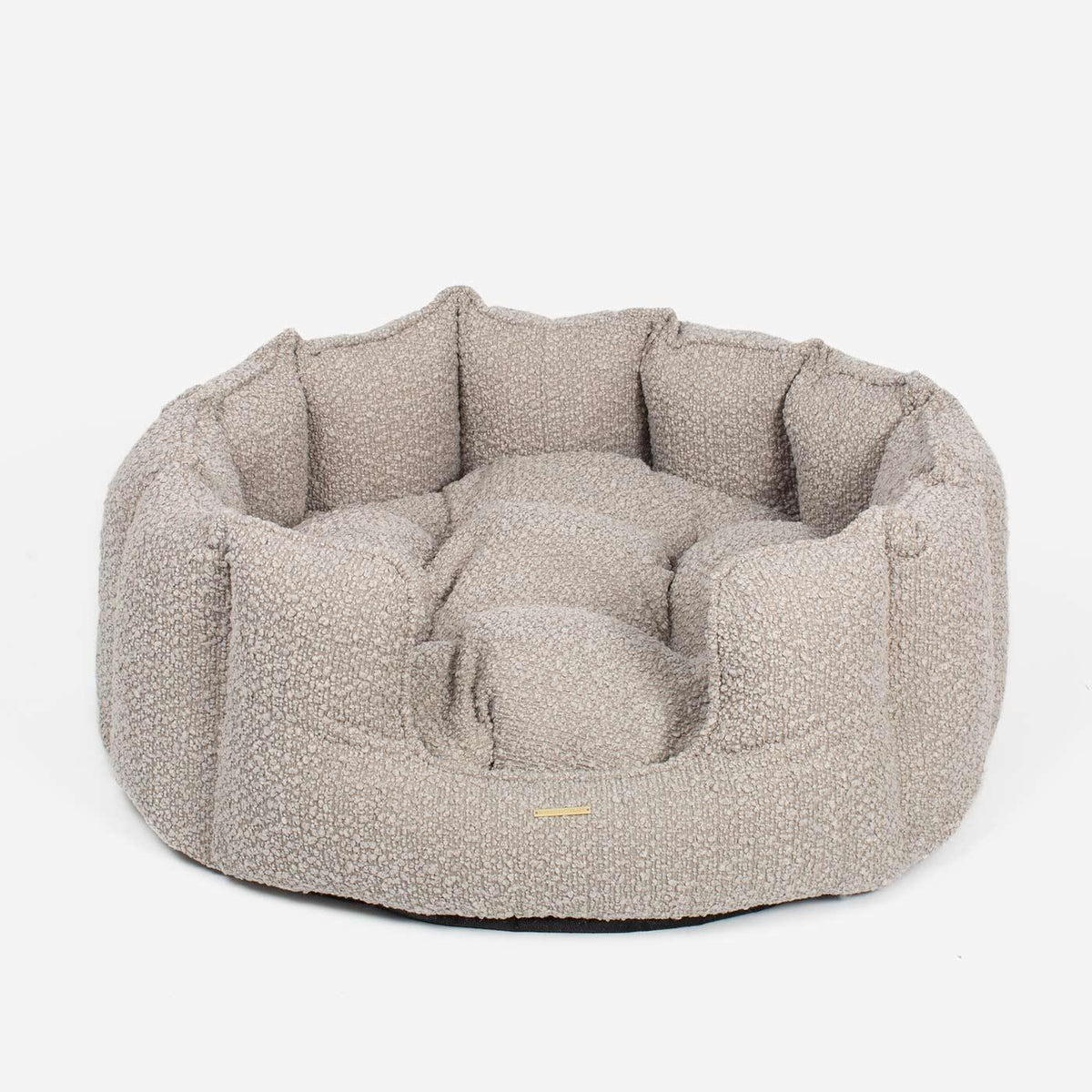 Lords & Labradors mink boucle luxury high wall dog bed with textured fabric finish
