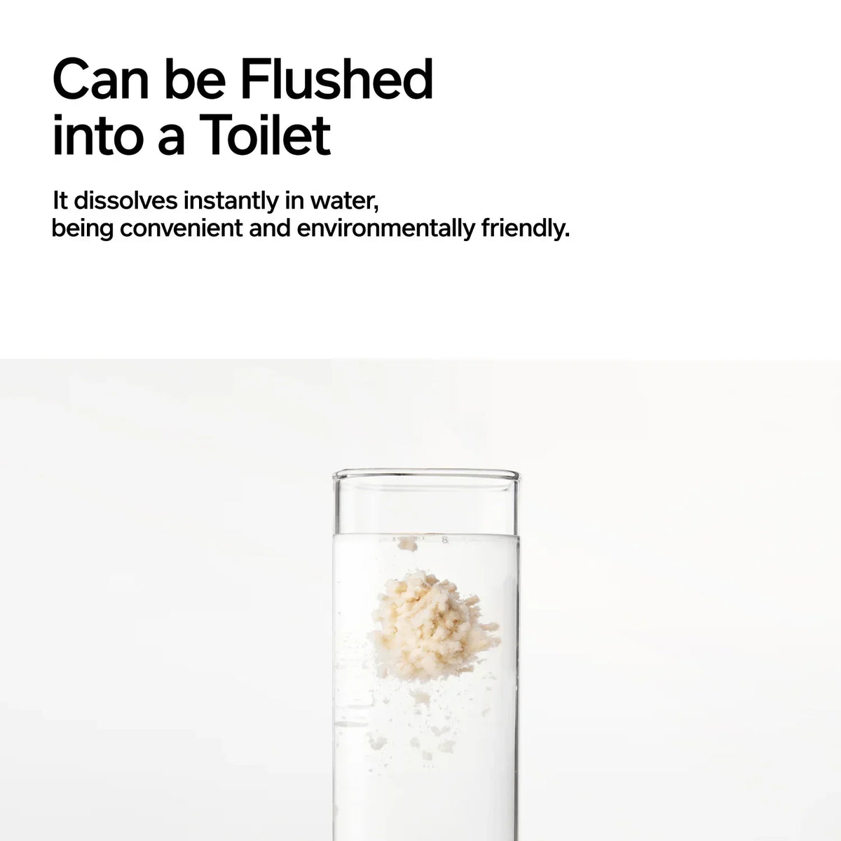 pidan 3-in-1 cat litter disposal graphic showing litter dispersing in water