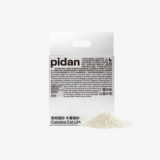 pidan Cassava Cat Litter packaging with loose litter
