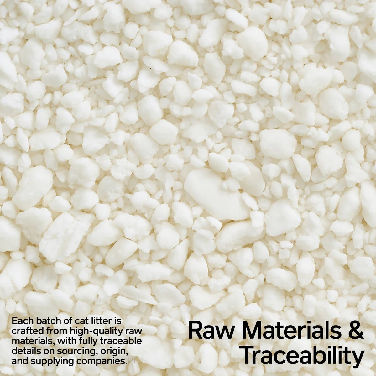 Close-up of pidan cassava cat litter granules and raw material texture