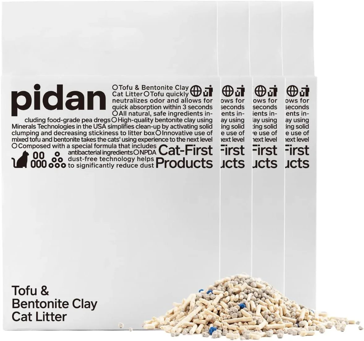 Four bags of pidan Mixed Tofu Cat Litter with loose litter