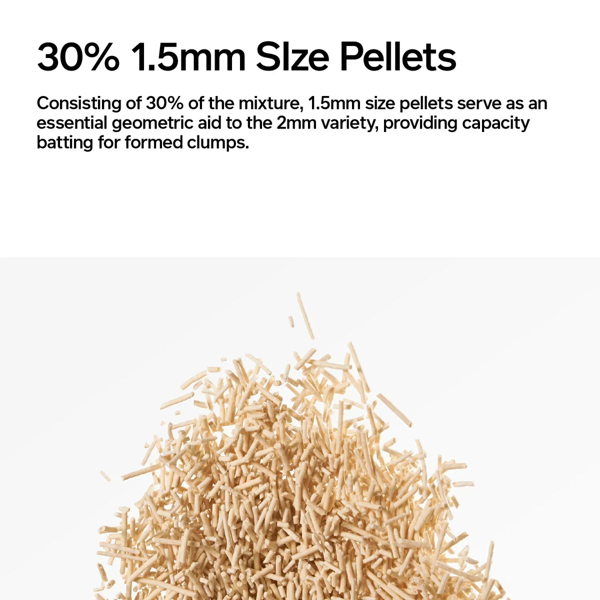 pidan tofu cat litter showing the 30% 1.5 mm pellet component