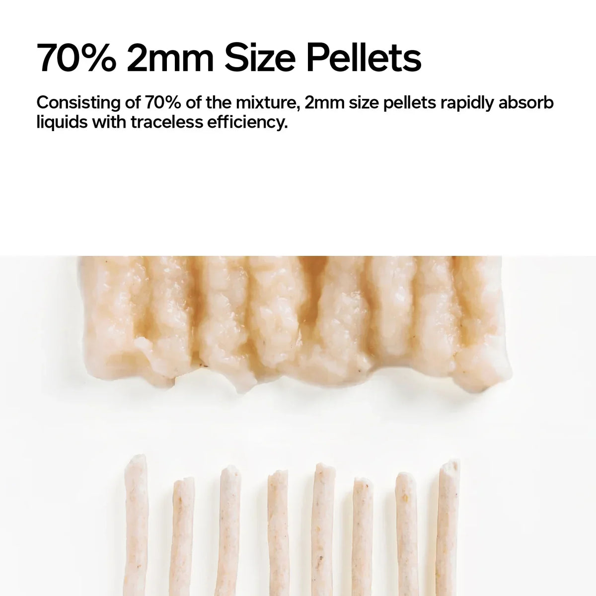 pidan tofu cat litter showing the 70% 2 mm pellet component