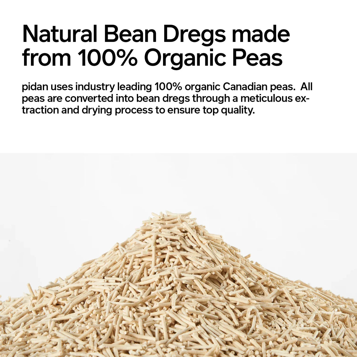 pidan tofu cat litter ingredient graphic showing pea bean dregs