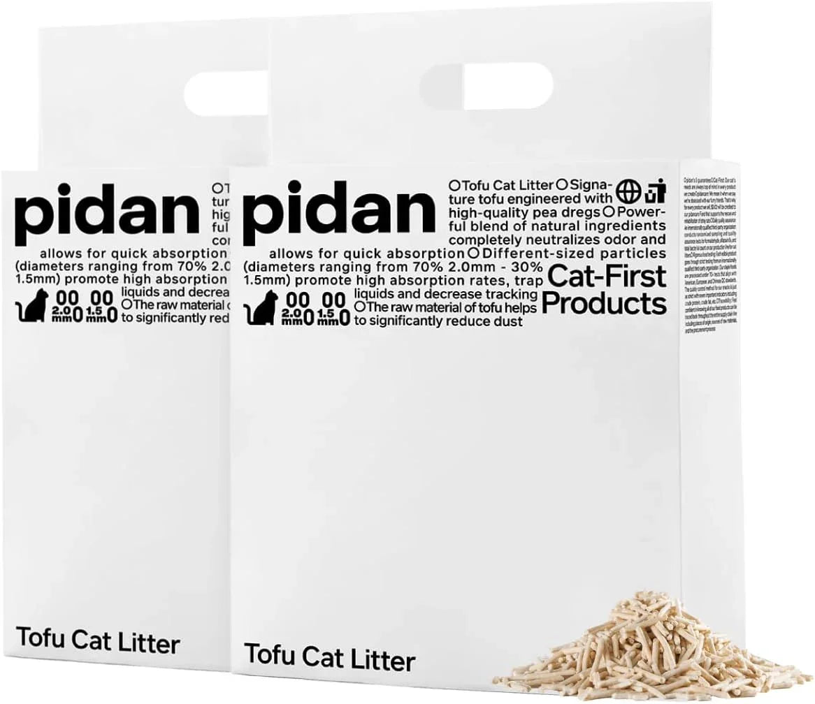 Two bags of pidan Signature Organic Tofu Cat Litter with loose litter