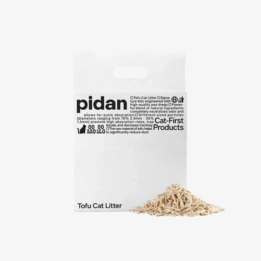 pidan Signature Organic Tofu Cat Litter packaging with loose litter