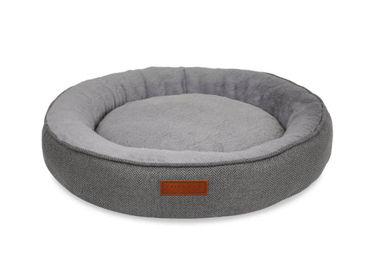 Ralph & Co Balmoral Luxury Donut Dog Bed in grey herringbone