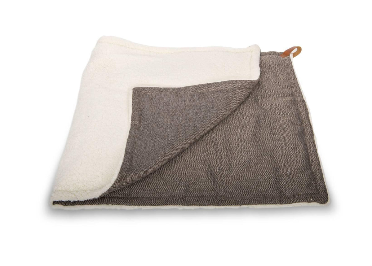 Folded Ralph & Co Lincoln luxury dog blanket with soft sherpa lining