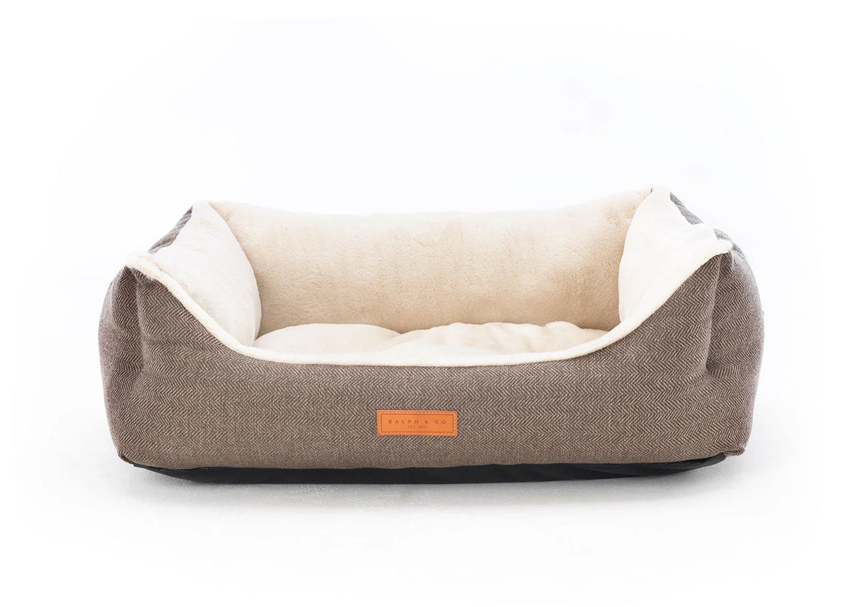 Ralph & Co Lincoln tweed herringbone dog bed with raised sides