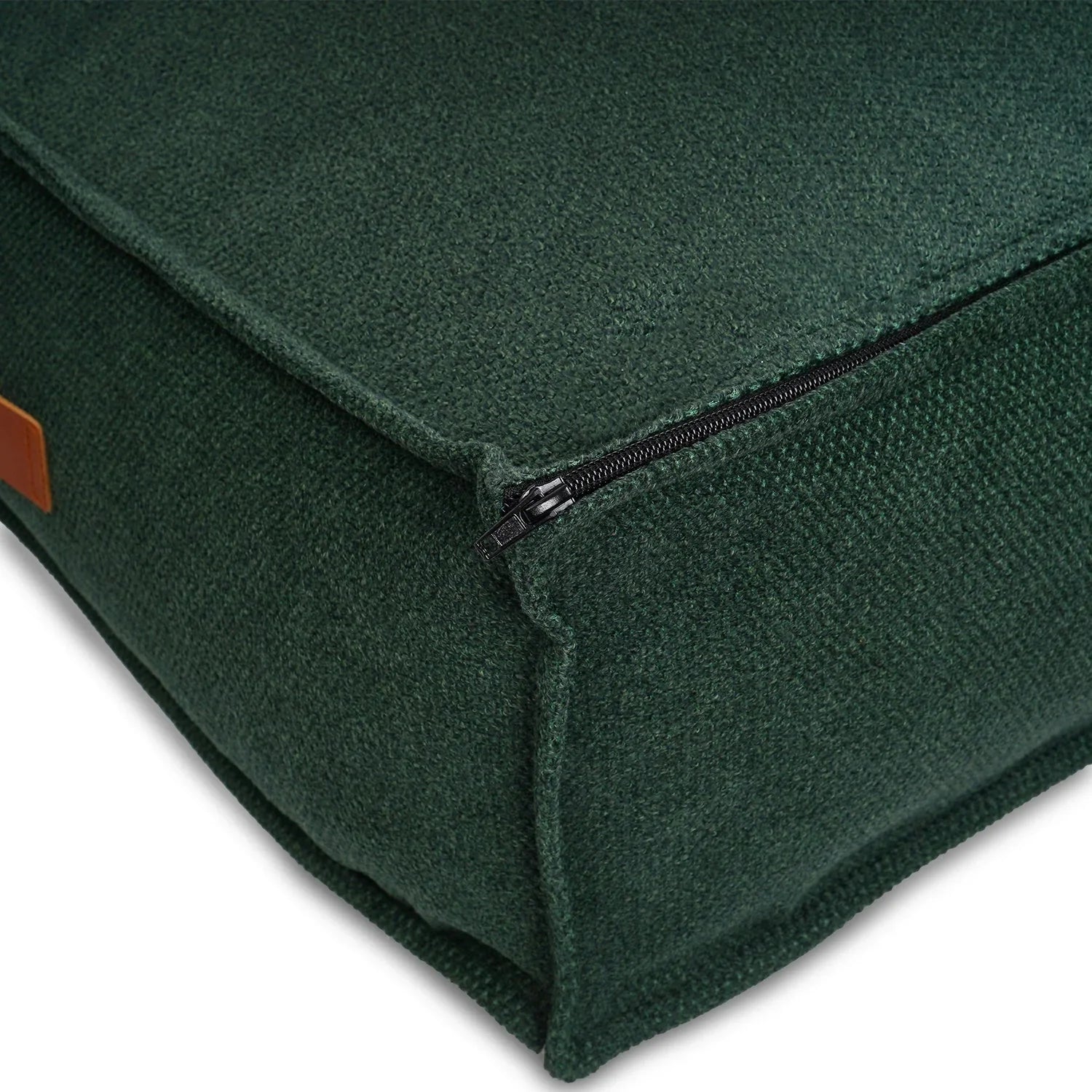Close-up of the Richmond luxury pillow dog bed showing the side panel and piping.