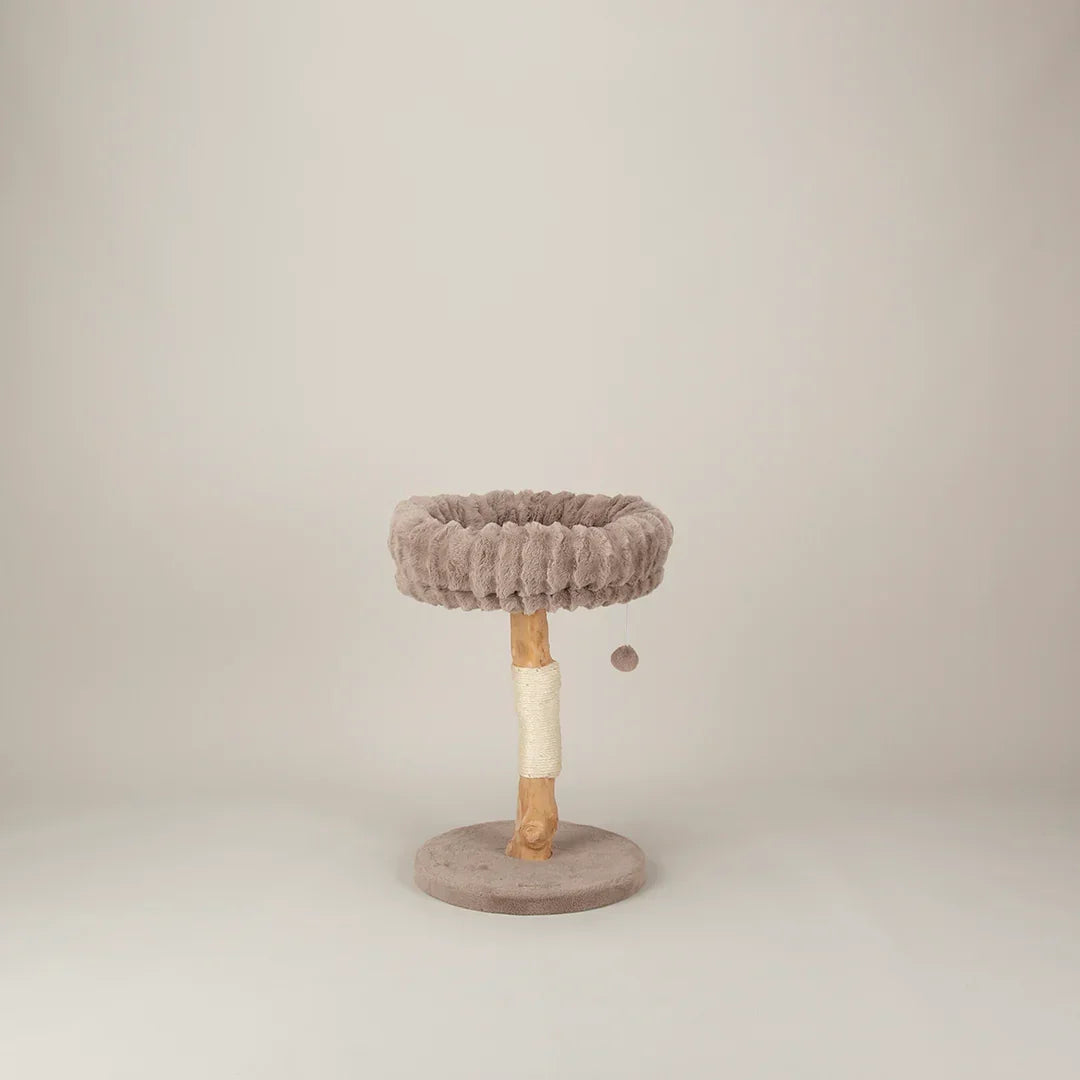 Scruffs Alpine Appalachians taupe cat tree showing compact base and single platform