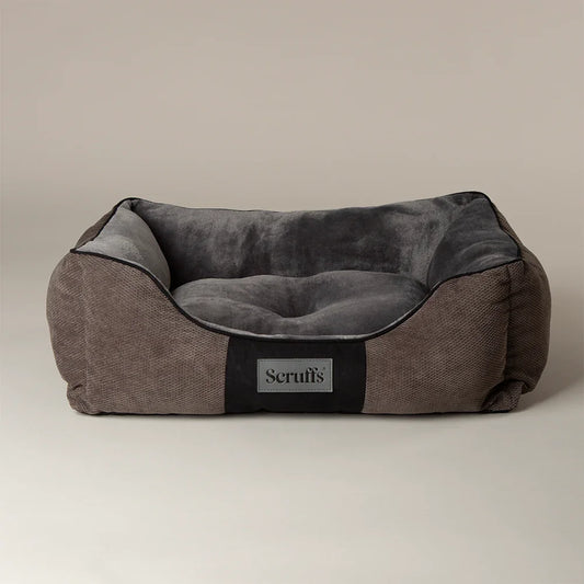 Grey Scruffs Chester box dog bed on neutral background
