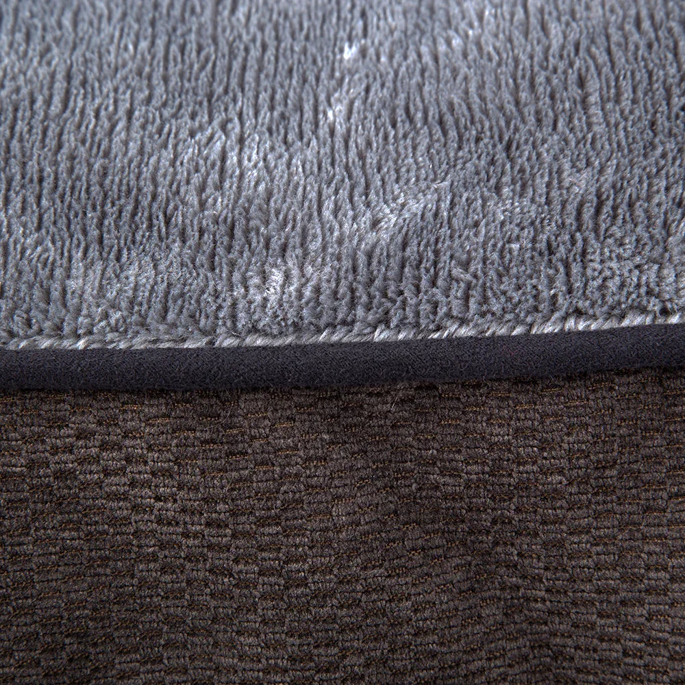 Close-up of grey Scruffs Chester dog bed fabric and lining