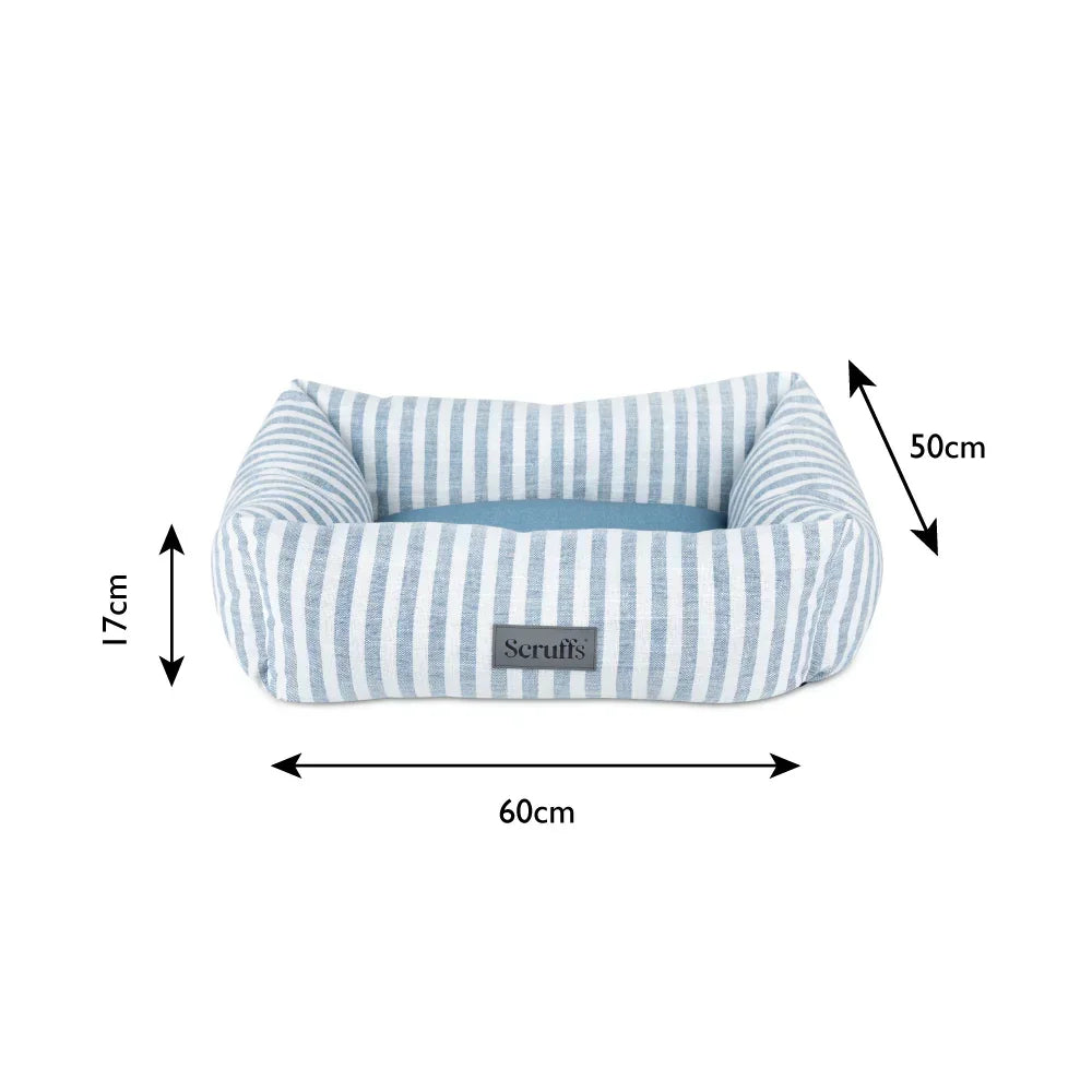 Medium Scruffs Coastal box dog bed with size dimensions shown