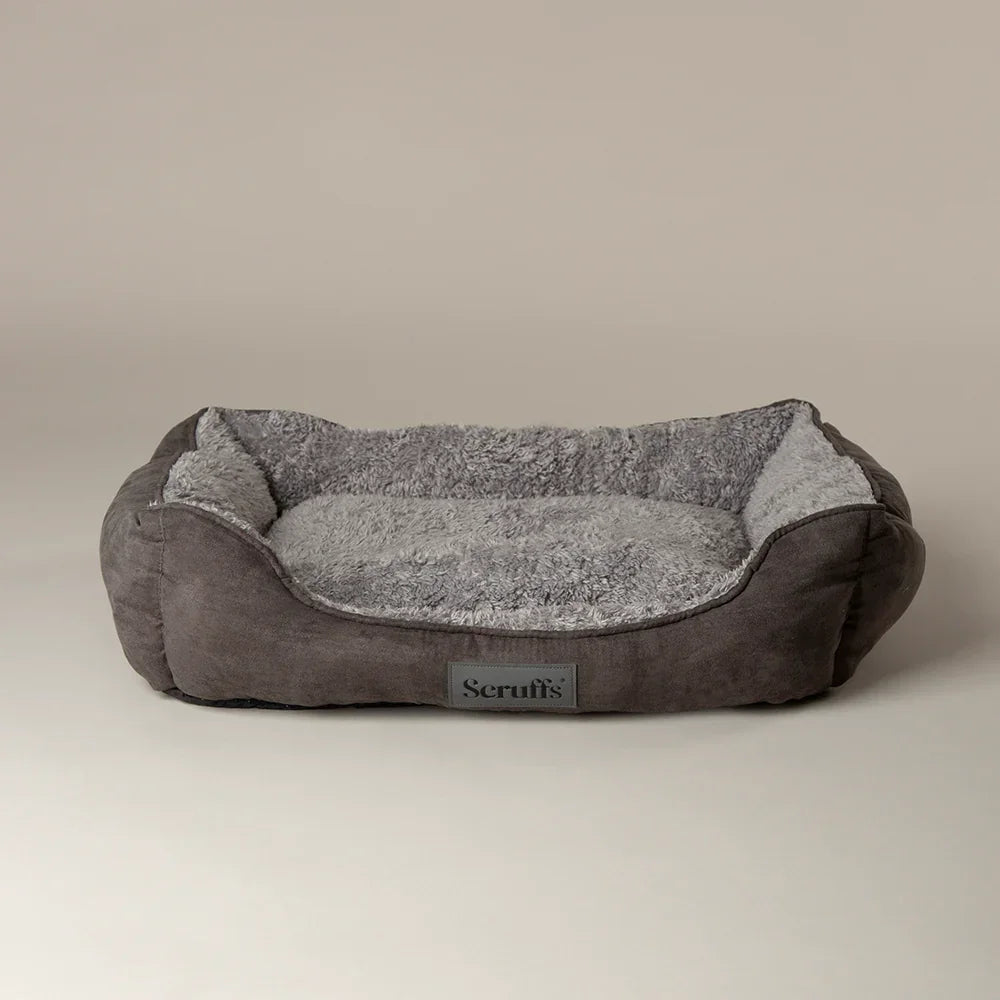 Grey Scruffs cosy soft-walled dog bed shown empty