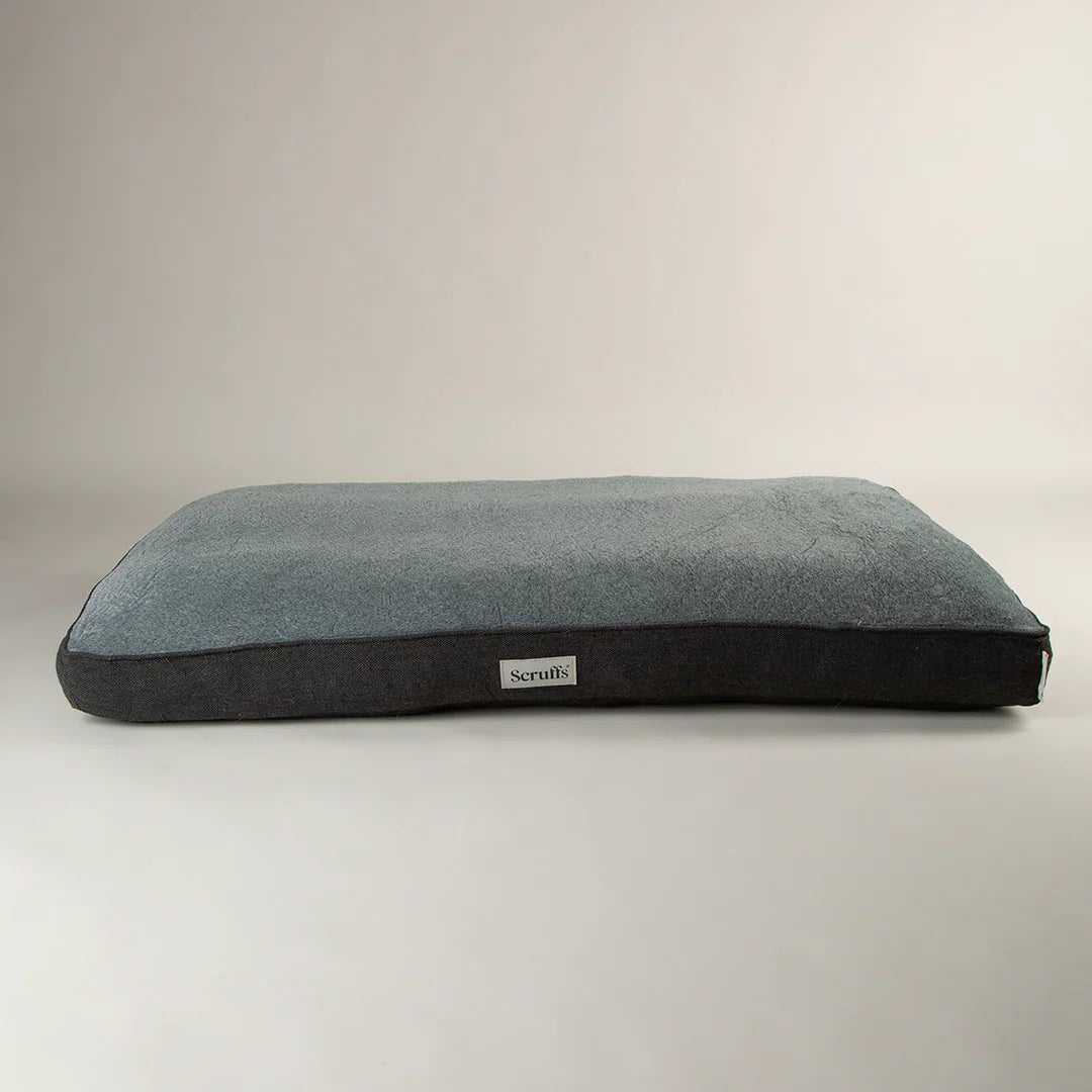 Scruffs Harvard memory foam dog mattress in graphite grey, front view