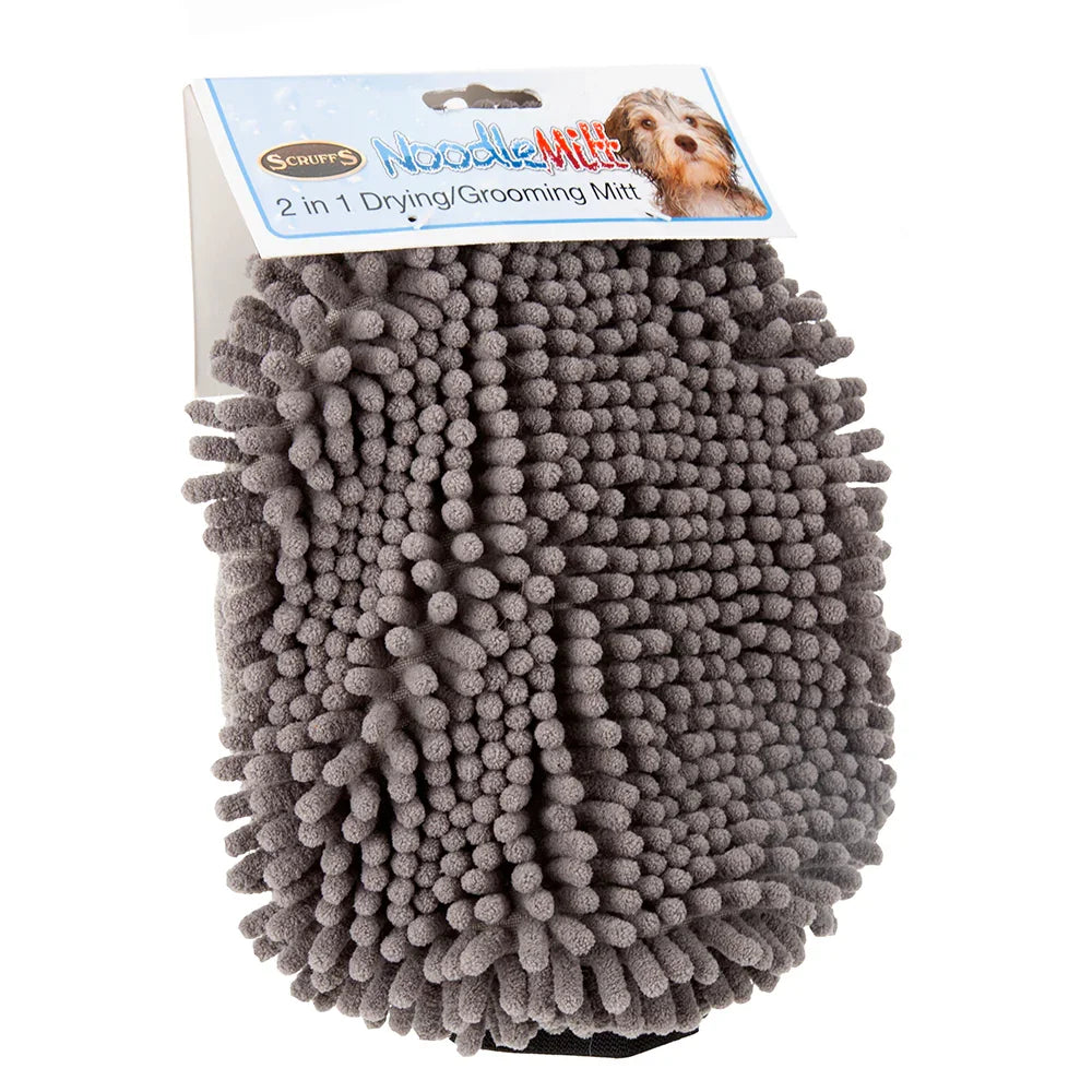 Scruffs Noodle Super Absorbent Dog Drying Mitt in grey