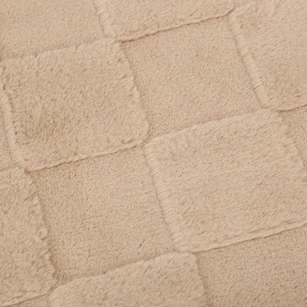Close-up of camel quilted fabric on the Scruffs Oxford memory foam dog mattress
