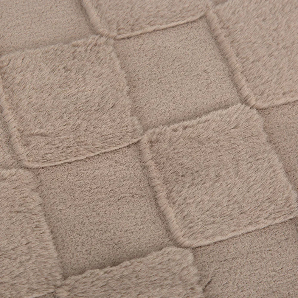 Close-up of silver quilted fabric on a Scruffs Oxford memory foam dog mattress